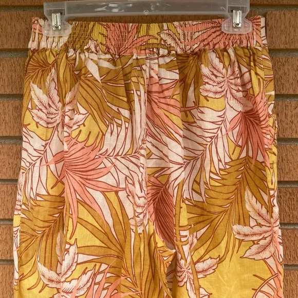 New Tahari Wide Leg Palm Tree Leaf Fern 100% Washable Linen Pants Trousers - Picture 10 of 13